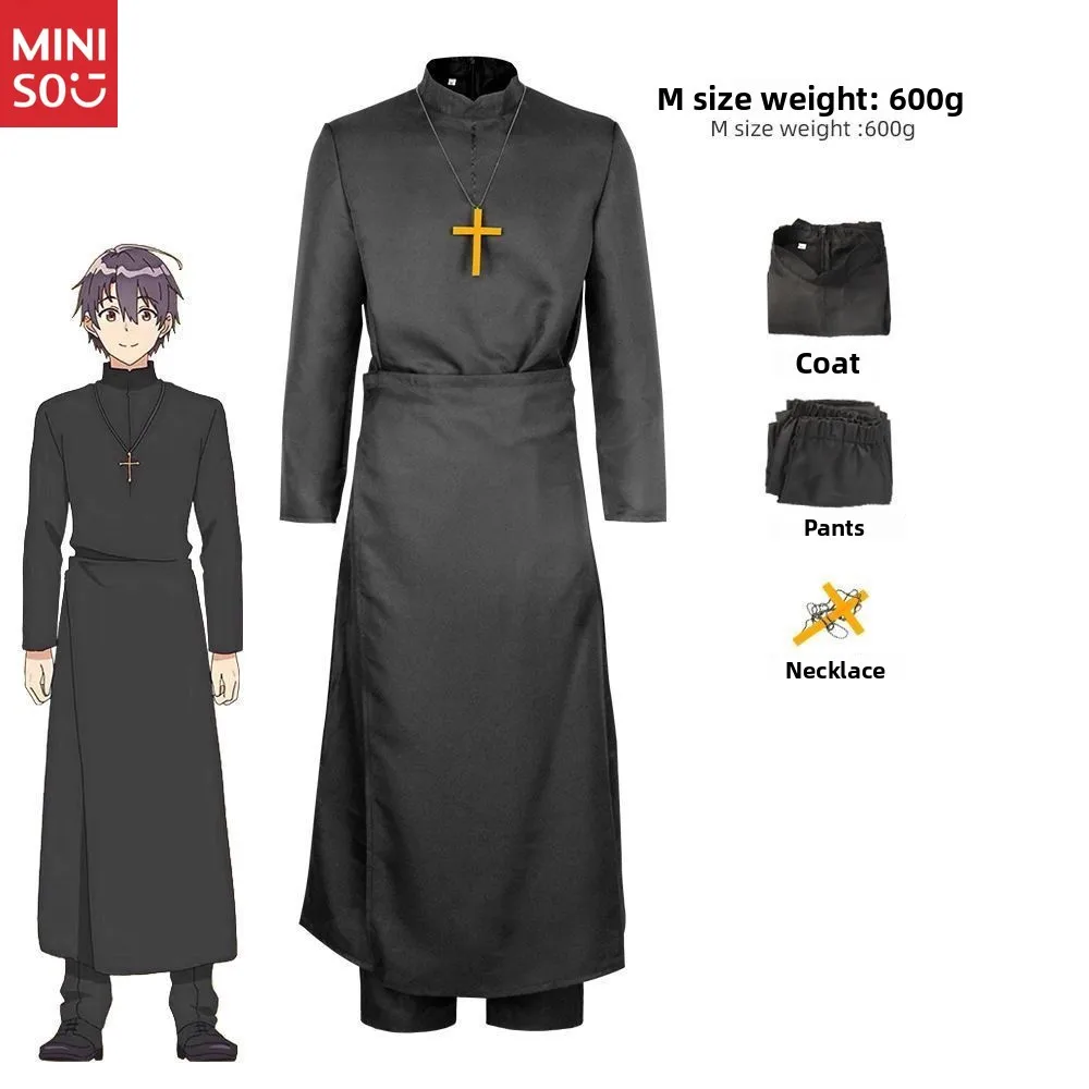 

Miniso Cecilia Cosplay Costume, The White Holy Woman & Black Priest Cloak Dress Set