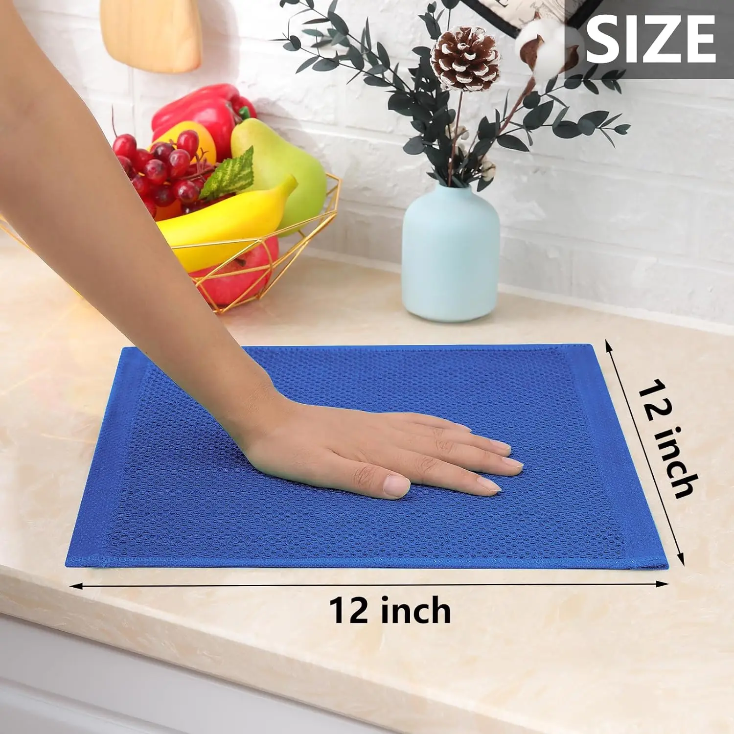 Cotton Honeycomb Kitchen Square Towel Set, Easy to Clean