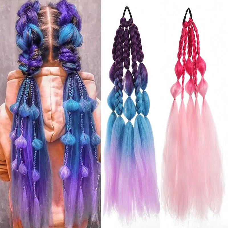 

1Pcs Corlorful Lantern Bubbles Jumbo Braid Ponytail Extension Synthetic Kanekalon Twist Braid Handmade Hairpiece For Women Daily