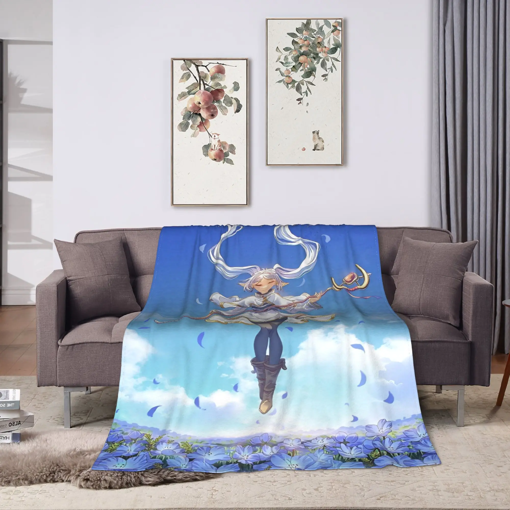 Super Soft Throw Blanket Picnic Sousou No Frieren Blanket Popular Anime Flannel Bedspread For Living Room Novelty Sofa Bed Cover