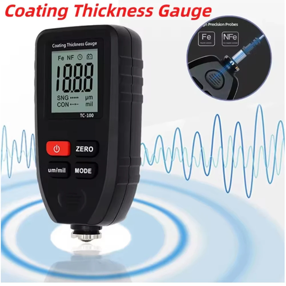 Paint Film Thickness Gauge Measures Thickness of For automotive Coatings Dual Technology LCD Display for Ease of Use