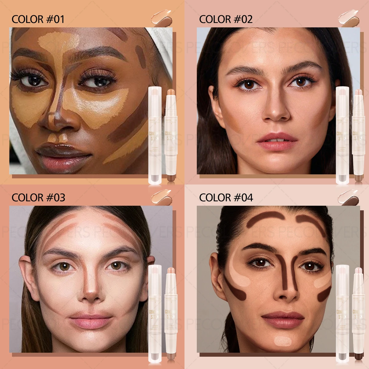 قطعة واحدة من عصا تسليط الضوء على كونتور، تسليط الضوء على الوجه، تشكيل كونتور الوجه، أداة مكياج يومية أساسية ثلاثية الأبعاد