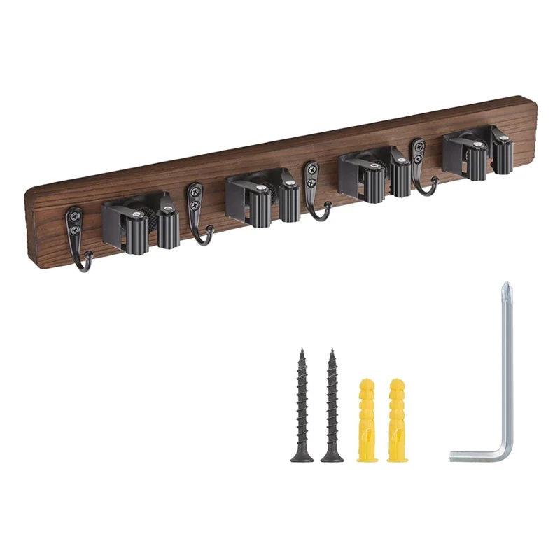 AB11-Decor con 4 slot e 4 ganci Porta scopa e porta scopa Porta attrezzi da giardino a parete