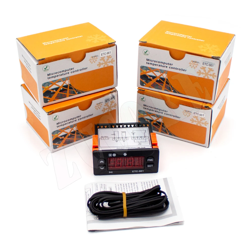 

5Pcs ETC-961 Temperature Controller Microcomputer Digital Display Thermostat Refrigeration Alarm Thermolator with NTC Sensor
