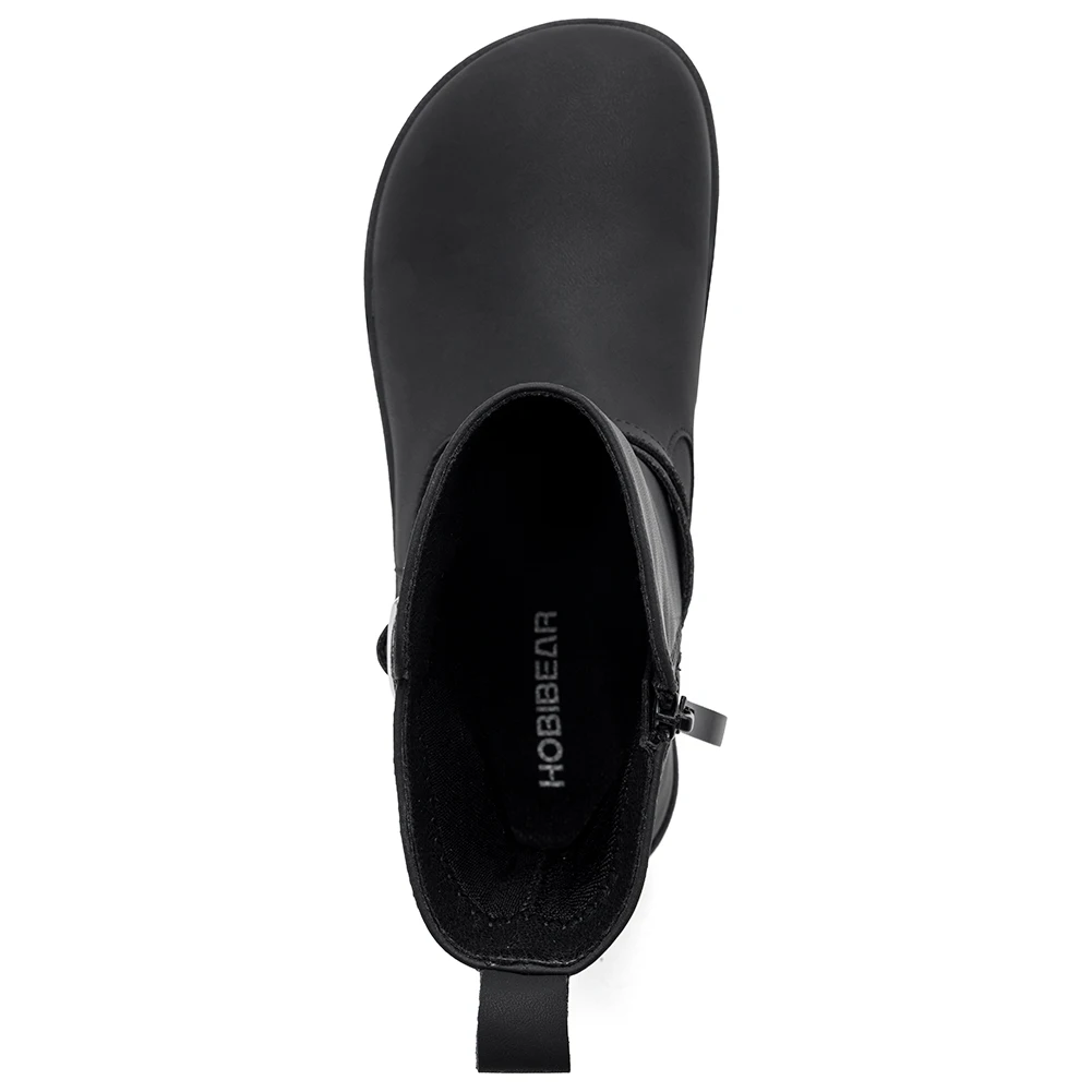 HOBIBEAR Weit geschnittene Barfußstiefel für Damen, Kunstleder, mittelhohe Knöchelstiefel, Zero Drop, seitlicher Reißverschluss, leichte Wanderschuhe – Detail 12