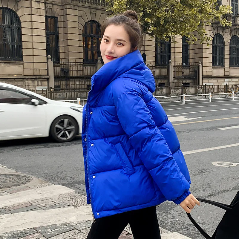 Hooded Coat Cotton Padded Jackets Outwear Autumn Winter Thicken Warm Parka Women Casual Solid Color Loose Parka