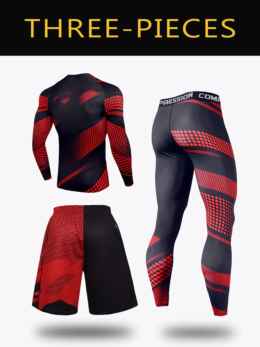 3-piece Sports Set Men\'s Running Set Breathable Slow Running Basketball Underwear Tight Sports Clothing Gym Fitness Sports Suit