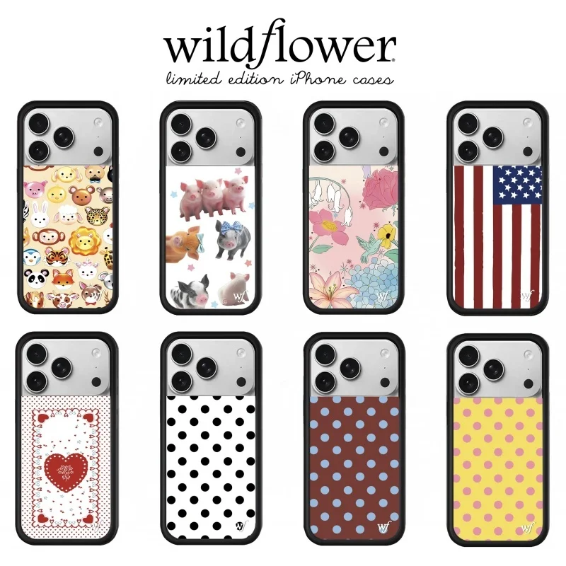 

Wildflower INS Cute Polka Dots Phone Case for iPhone 12 13 14 15 16 17 Pro Max Plus Kitten Sheep Monkey animal Pig WF cover﻿﻿﻿﻿