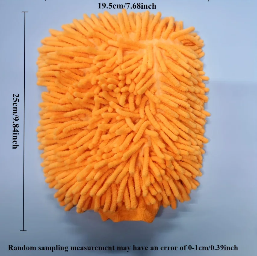 1個入り プレミアムソフトシェニール洗車ミット - 両面プラッシュマイクロファイバー、傷のない洗浄用手袋（車、トラック、ボート用）