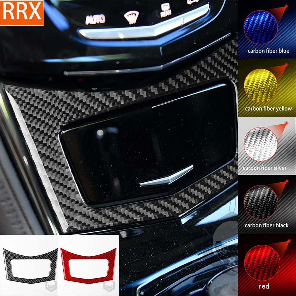 For Cadillac Ats 2013-2019 Center Dashbaord Storage Box Frame Trim Cover Parts Soft Real Carbon Sticker Car Interior Accessories