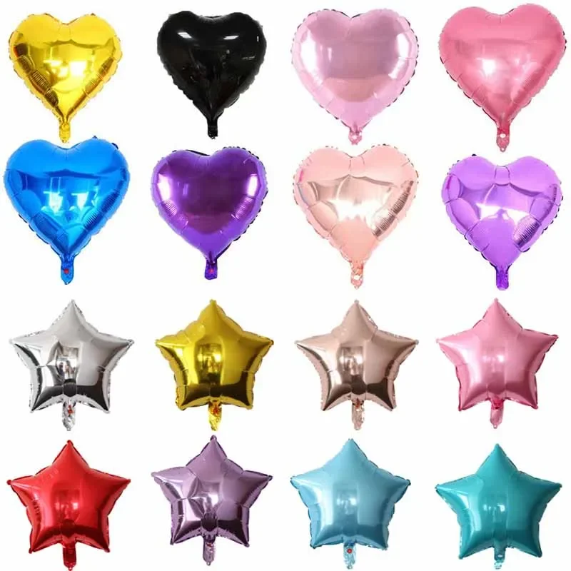 50Pcs 18inch Star Heart Aluminum Foil Balloons Wedding Birthday Baby Shower Decorations Party Supplies Inflatable Helium Globos