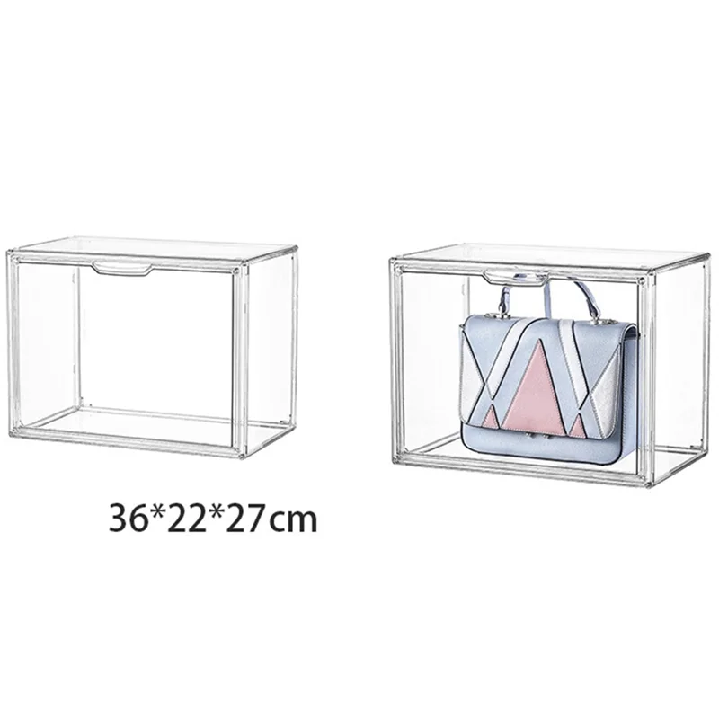 ABNP Purse Storage Organizer for Closet, Clear Acrylic Display Box for Handbag, Stackable Bag Organizer with Magnetic Door