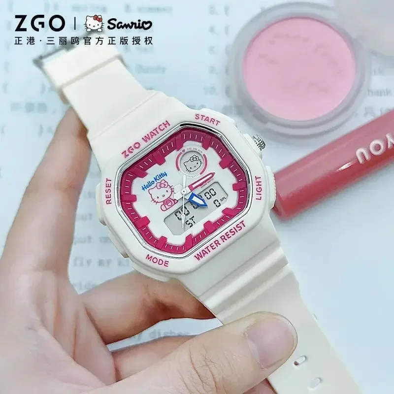 Zgo sanrio serie hallo kitty mädchen uhren ins leuchtende wasserdichte studenten sport elektronische uhr