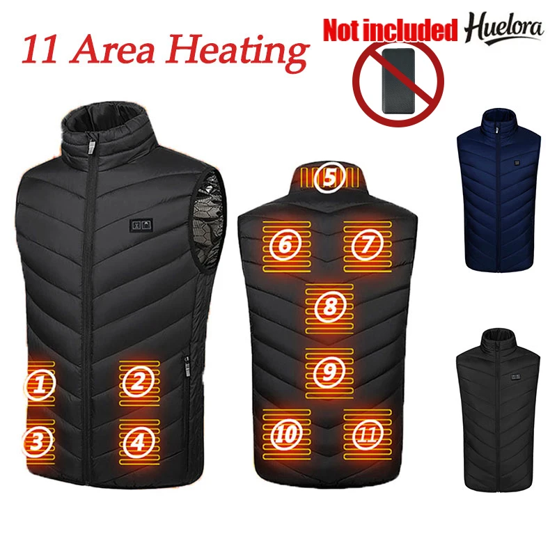 

11 Area Electric Heated Vest Male Women Winter Smart Temperature Control Vest Outdoor Sport Jacket (Not Included The Power Bank)
