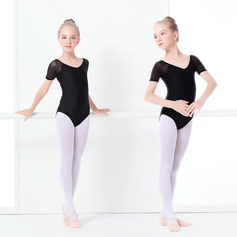 Collant de algodão para balé, Dancewear manga comprida para meninas, Ginástica Dancewear para crianças