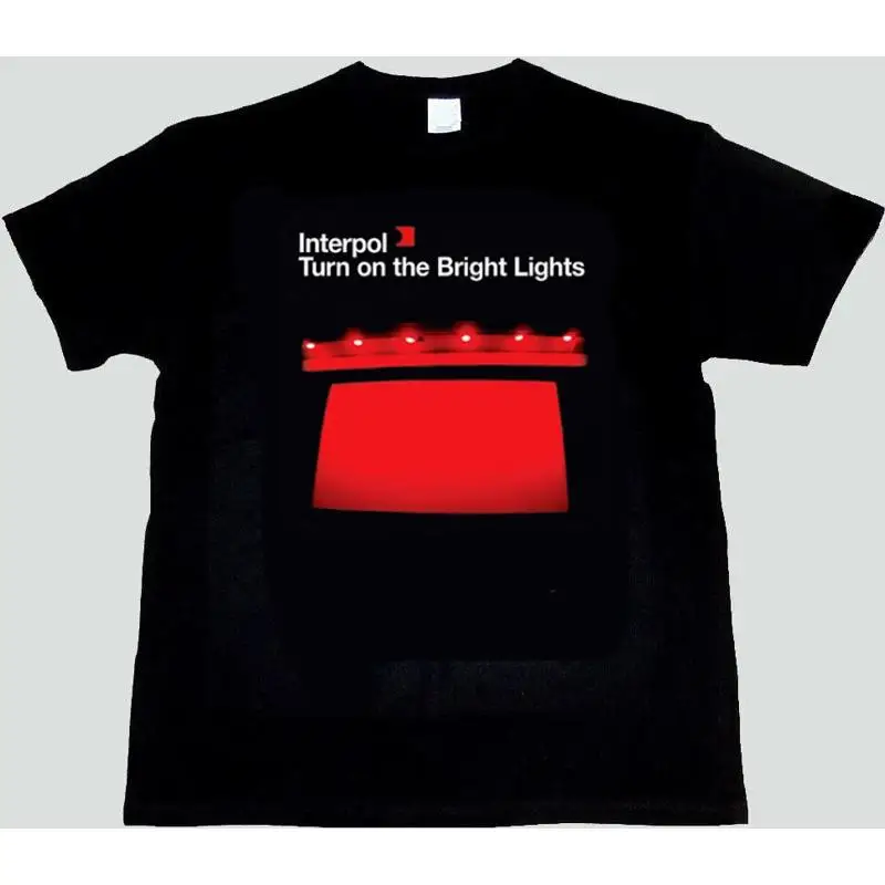 تي شيرت Interpol Turn On The Bright Lights أسود لفرقة الروك #1
