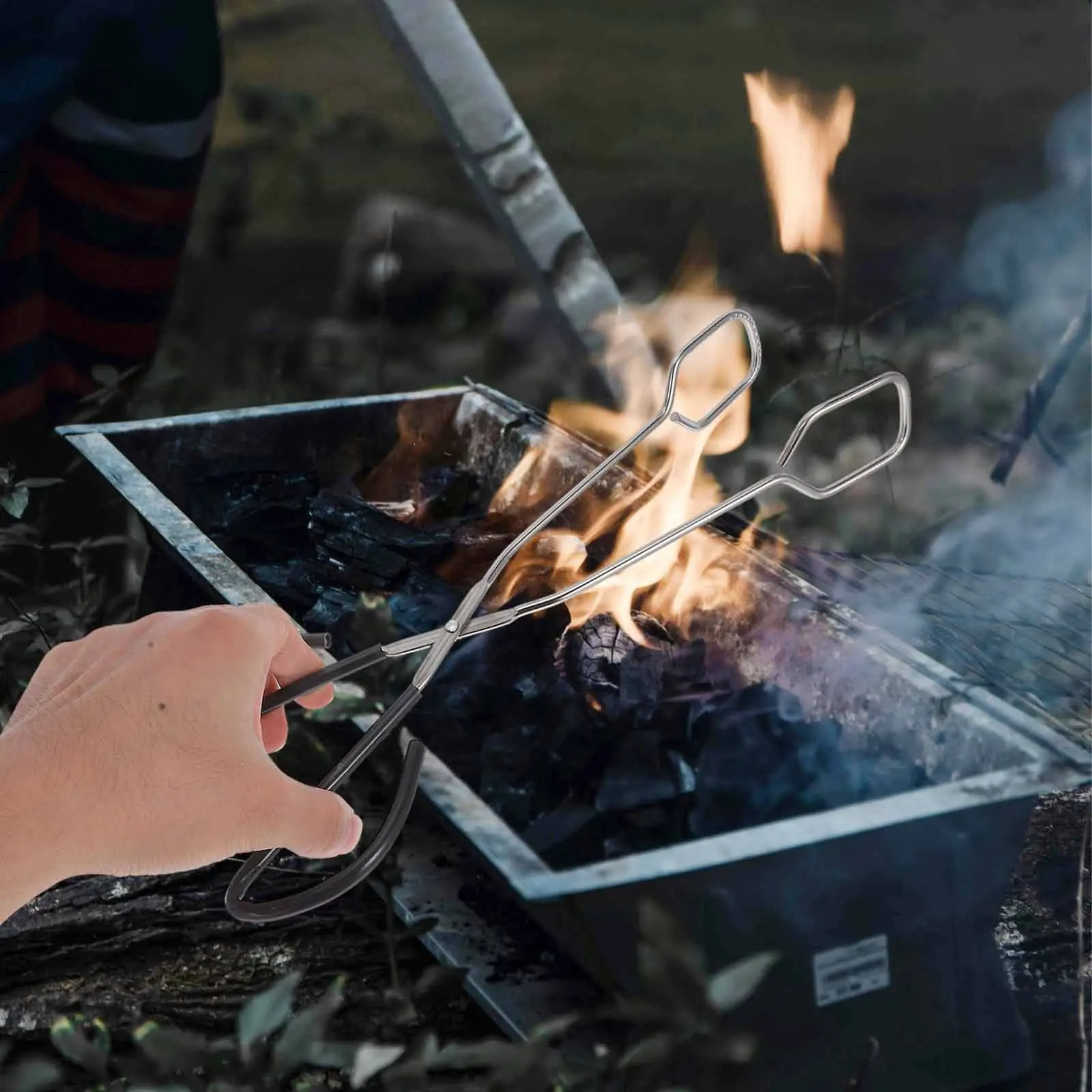 Fire Tongs 2 Pack Stainless Steel Extra Long Handle Charcoal Clamp for Fireplace Grill Camping Fire Pit