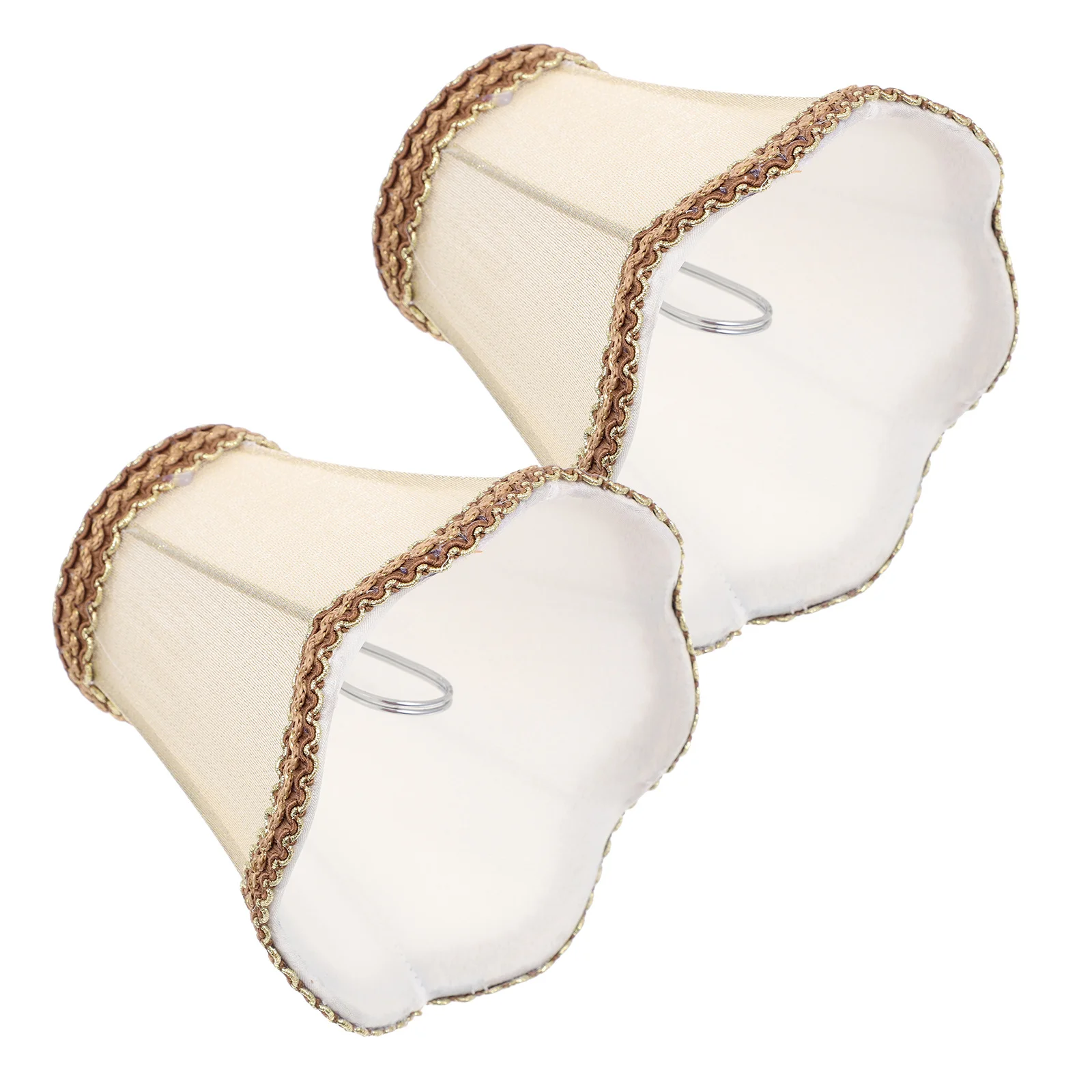 

2pcs Cloth Lamp Shade Scalloped Design Clip On For Chandelier Table Floor Lamp Fabric Replacement Lighting Accessory