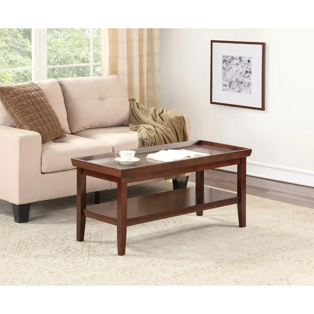 Ledgewood Coffee Table Com Prateleira, Mesas De Jantar, Espresso, Mesa De Sala De Estar, Móveis De Casa, Canto, Armazenamento Escondido