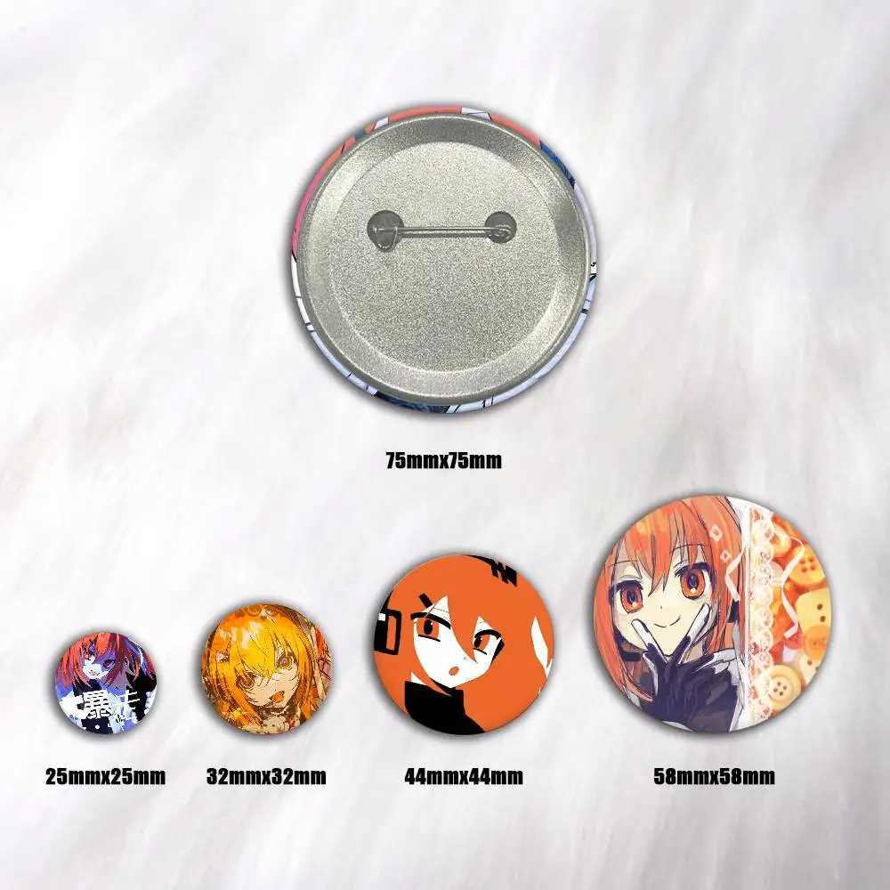 A-Orange Hair Color Adachi Rei 2 Snap-in Pins Cartoon Character Round Creative Brooches For Backpack Accessories Jewelry Gifts
