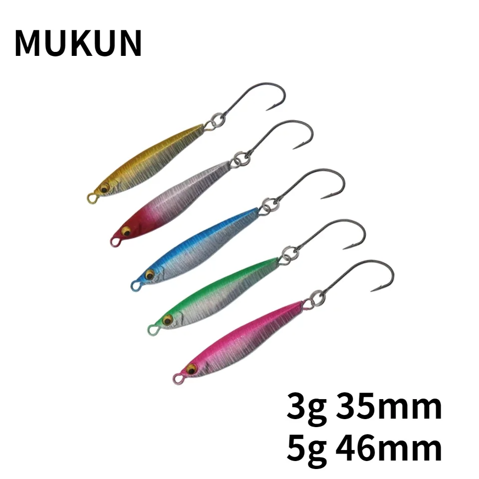 

MUKUN 1PCS Mini Jig Fishing Lures 3.5g/6g Hard Artificial Bionics Bait small fish Single Hook jig Stream Trout baits pesca