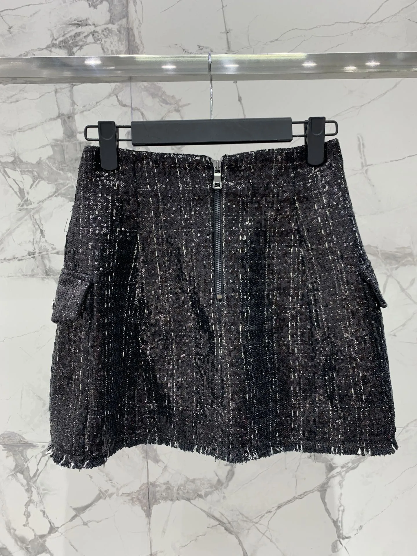 2024 Women's Clothing Glitter sequined fake pocket skirt Spring Summer New No.38