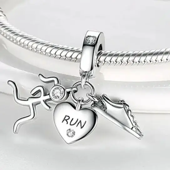 925 Sterling Silver Charms Beads Sports Series Basketball Football Badminton Yoga Boxing Pendant Fit Bracelet DIY Woman Jewelry view 4