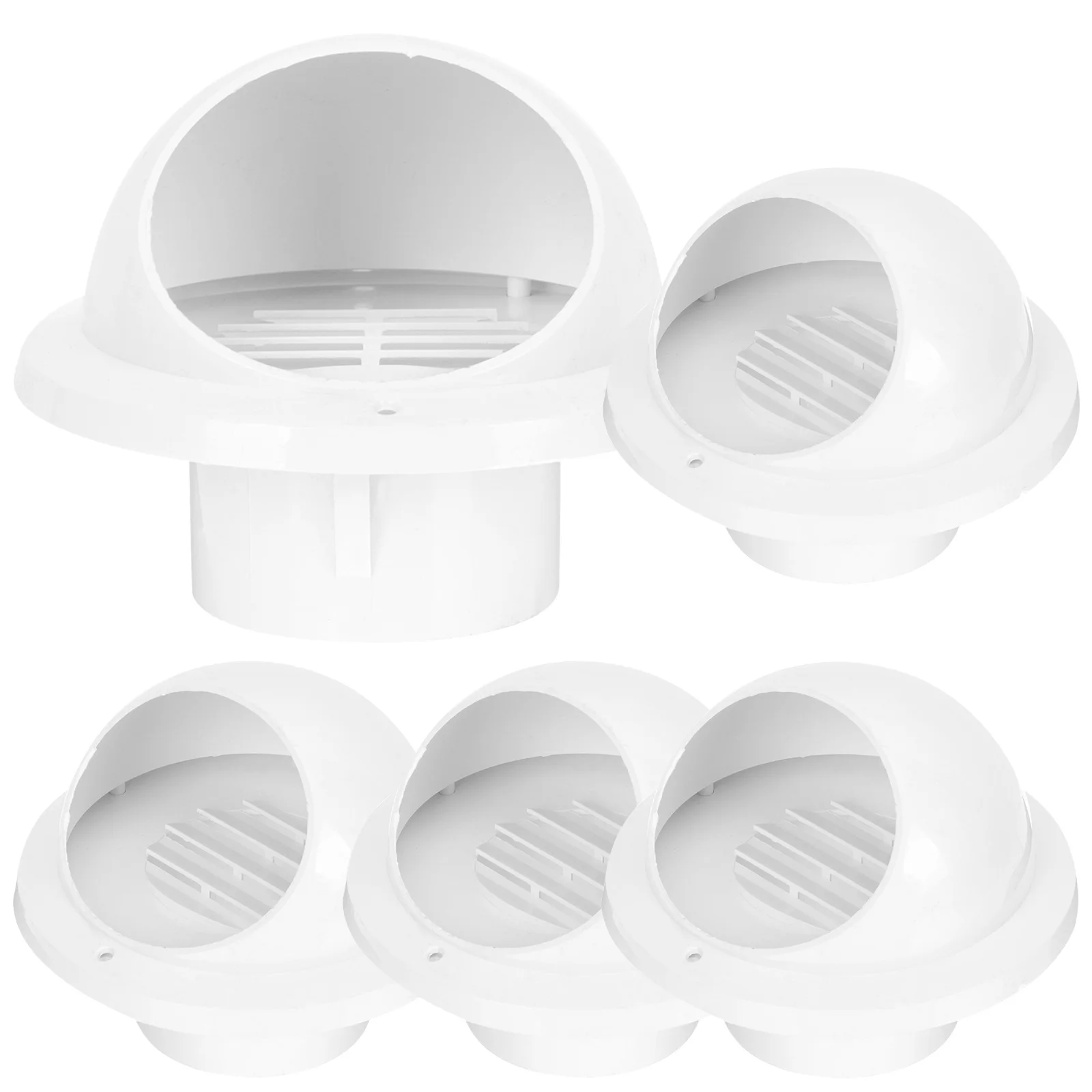 

5pcs Round Exhaust Grilles External Wall Vent Covers Flat Dryer Vent Chimney Pipe Outlet Cover Windproof Rainproof Hood