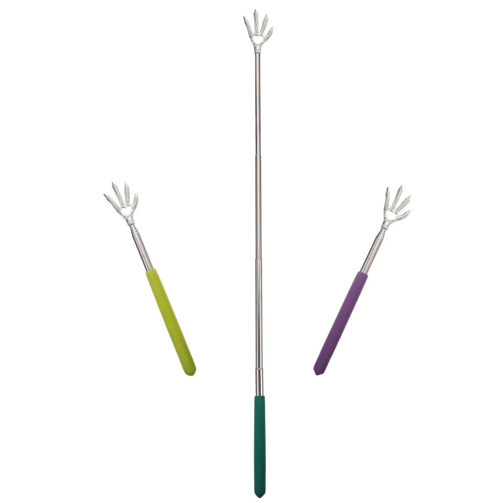 

3 Pcs Back Elderly Backscratchers Cat Scalp Retractable Portable Stainless Steel