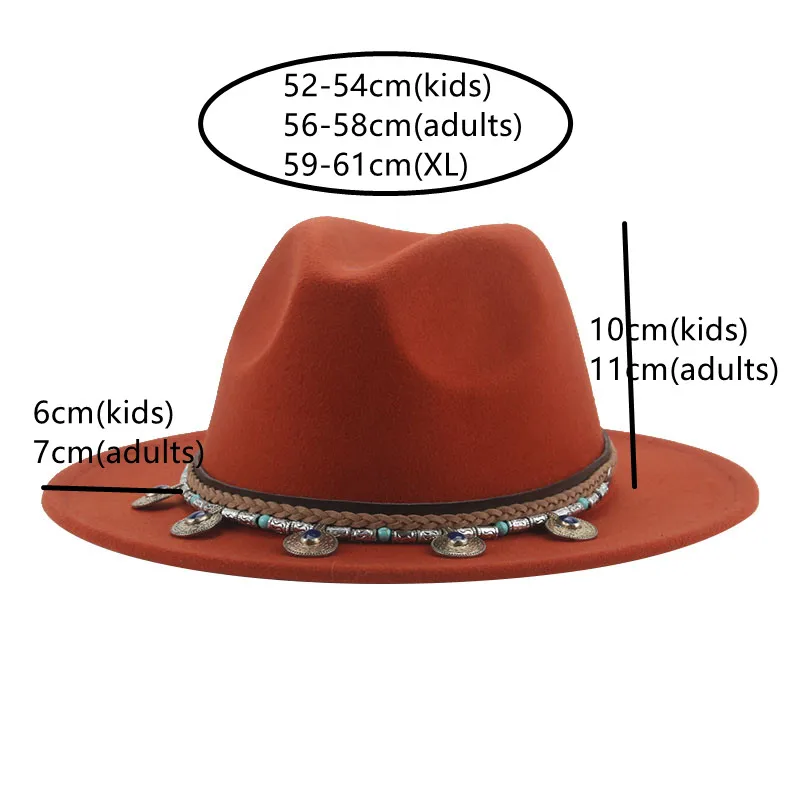 Fedoras Hat Men Women Belt Band Solid Felted Jazz Caps Western Cowboy Casual Felted Hats Men Women Winter Hat Sombreros De Mujer