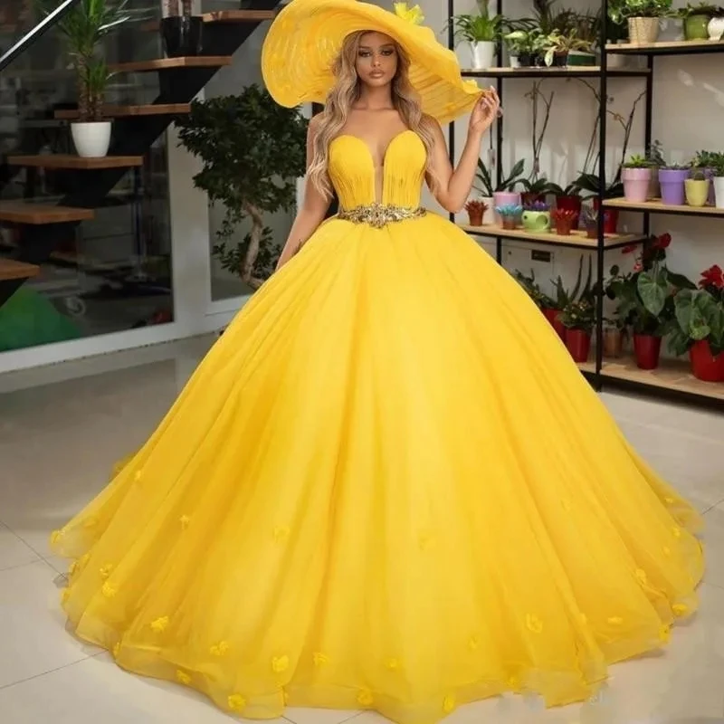 

ANGELSBRIDEP Yellow Quinceanera Dresses With Sash Beads Sweetheart Lace Up Birthday Party Graduation Gown Quinceanera De 15 Anos