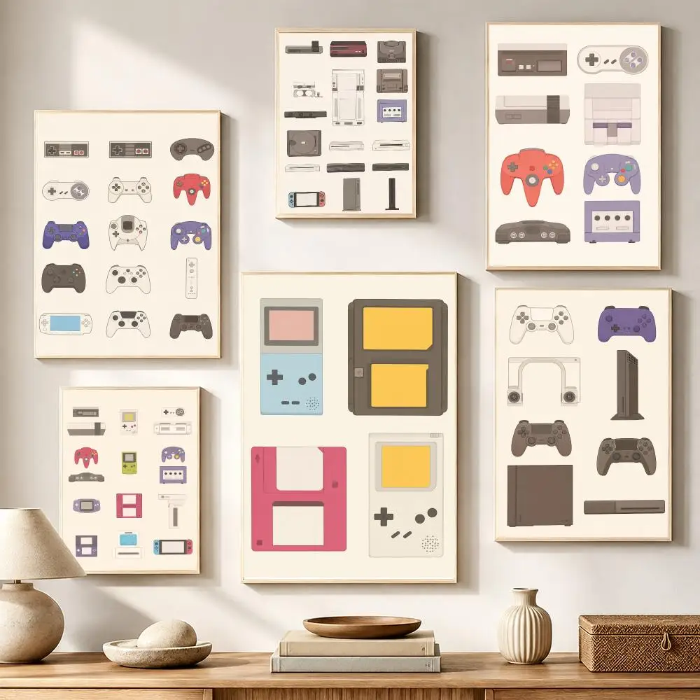 Video Game Handheld and Console Poster High-definition waterproof stickers, suitable for home décor,holiday decorations