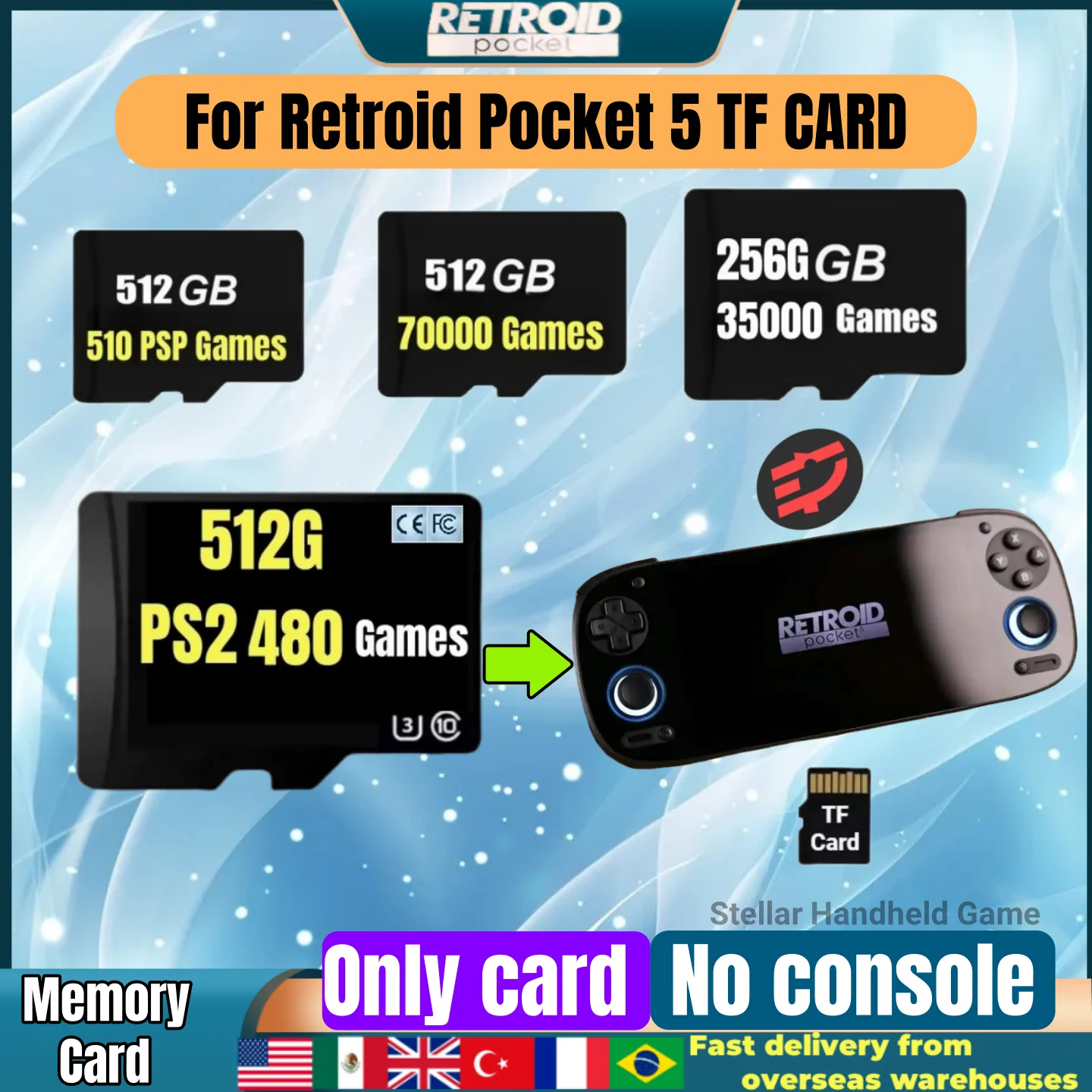 Retroid Pocket 5 Memory Card TF Card for Rp5 Popular Classic Retro Game PSP PS2 3DS Android Portable Handheld 512G Sd Card