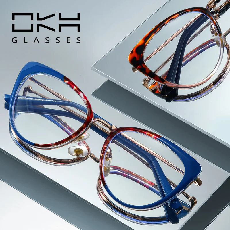 

OKH Anti-blue Light Glasses Frame TR90 Optical Frame Prescription Tortoiseshell Reading Eyeglasses Myopia for Men and Women