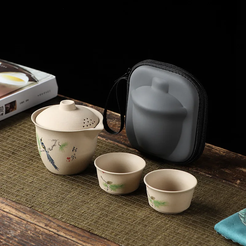 

Дорожный набор для чаепития Кунг-фу: портативный чайник для кемпинга, автомобильный быстрый заварник, подарочный набор для путешествий