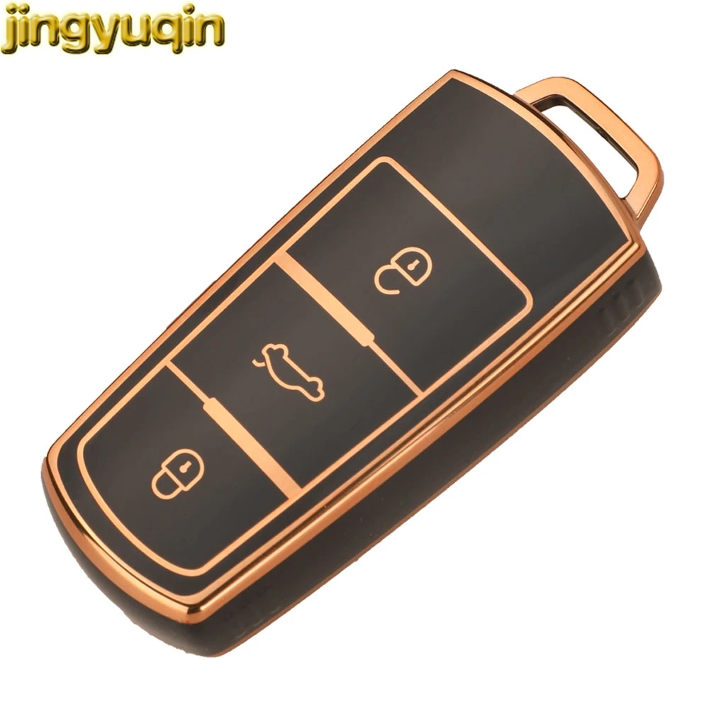 Jingyuqin TPU Flip Remote Car Key Case Cover dla VW VolksWagen B6 B7 3C Magotan Passat CC 3-przyciski