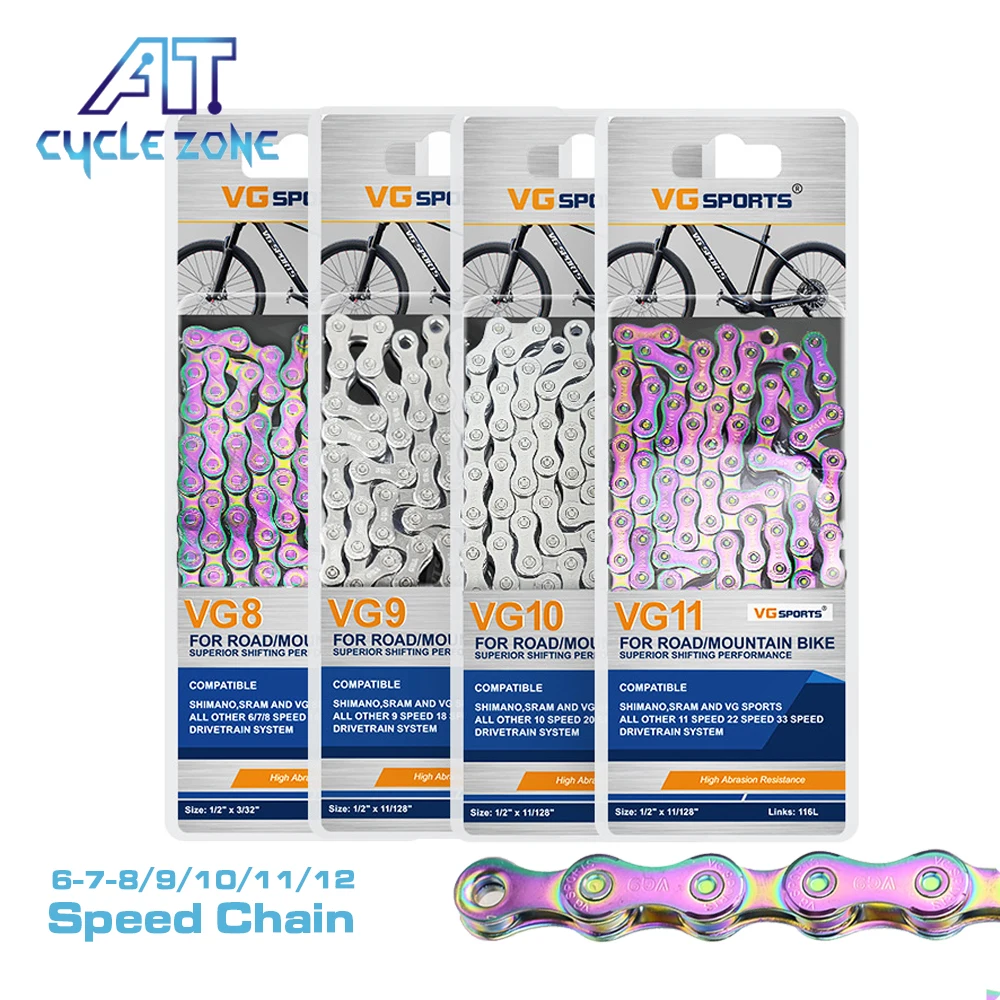 Bike Chain 6 7 8 9 10 11 12 Speed Velocidade Electroplated Silver Mountain Road Part 116 Links with Missing Link Bike MTB Chains