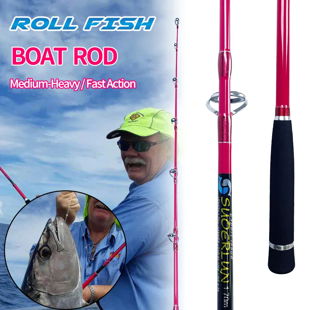 

ROLLFISH Премиум-удочка для морской лодки, спиннинговая удочка из углеродного волокна с удобной ручкой из ЭВА, средняя тяжелая мощность, быстрая энергия