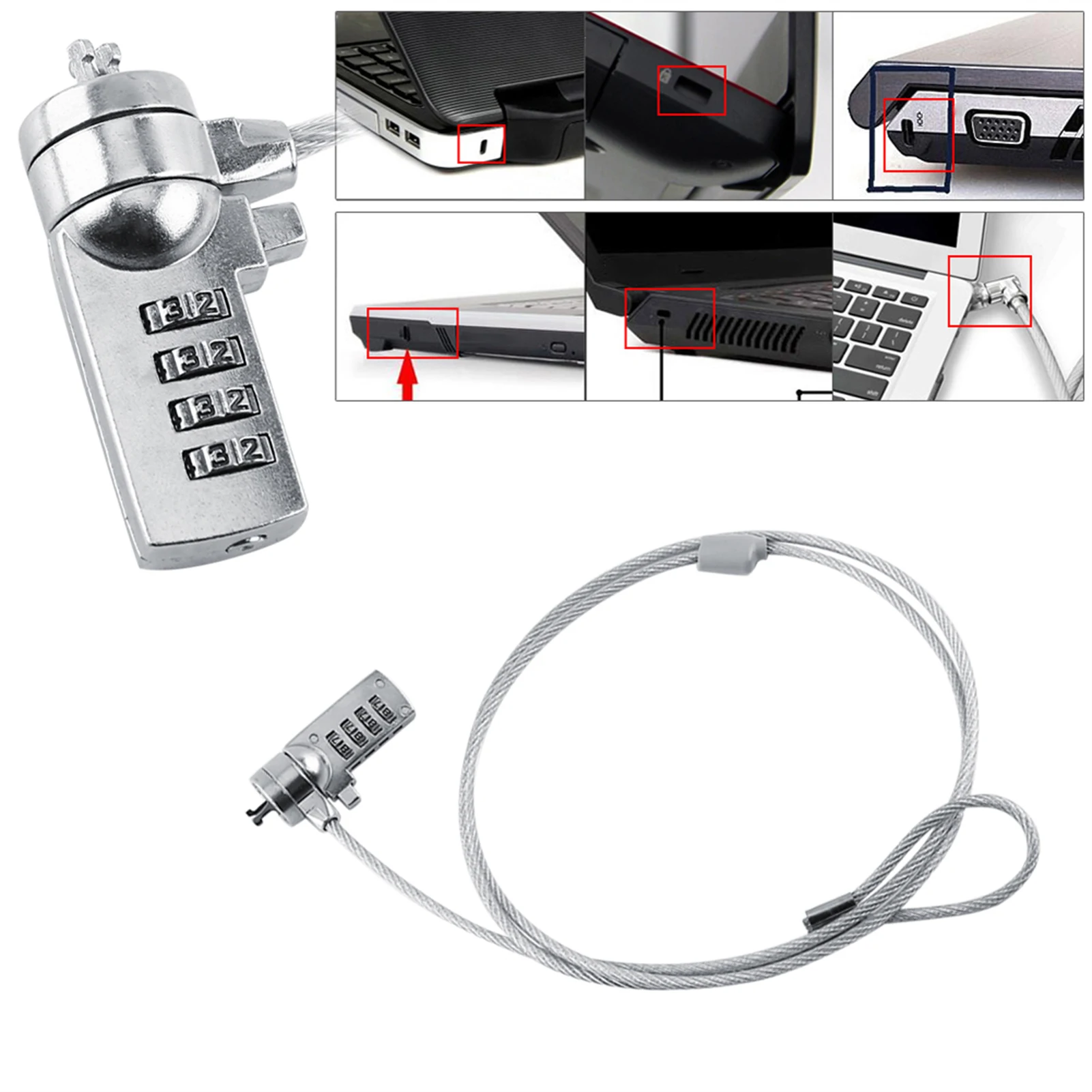 Laptop Theft Deterrent Laptop Combination Security Lock Cable Chain Theft Deterrent 4 Digit Password For Notebook PC Lock Cable