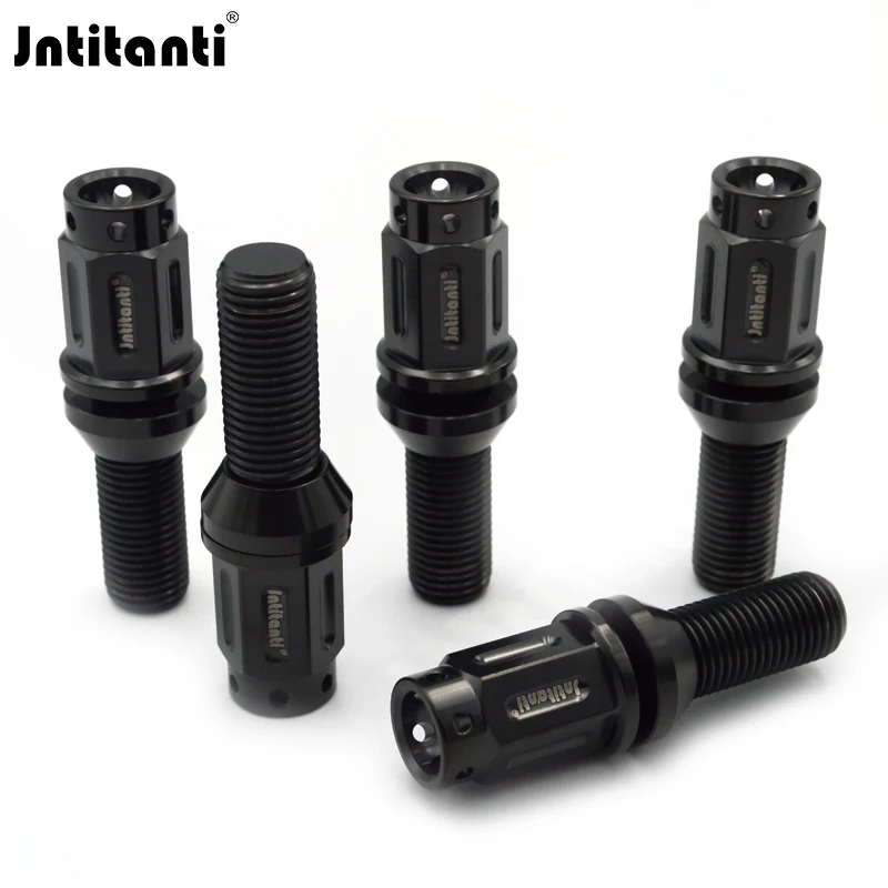 Jntitanti 10.9 grade Gr.5 Titanium Auto Part Cone Seat long head Wheel Bolt hub10ps 20psM14*1.5*28mm for VW AUDI racing car