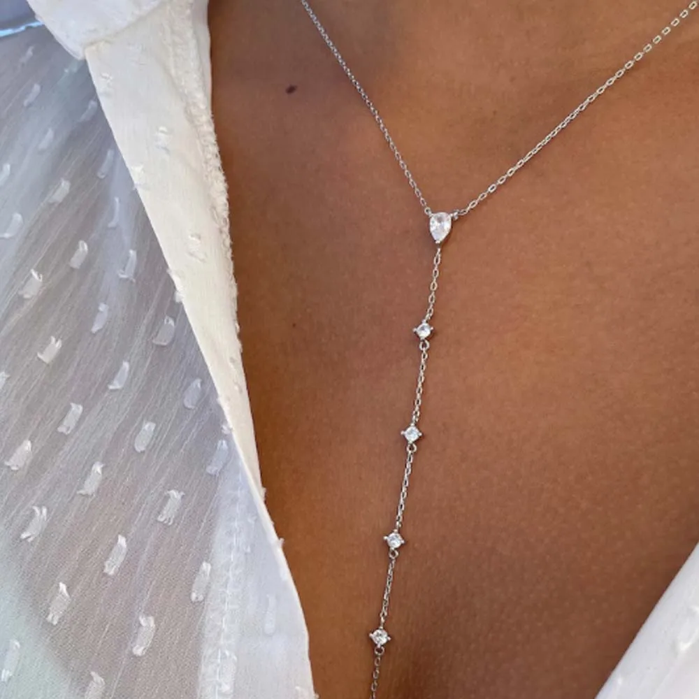 Stonefans Simple Bridesmaid Necklace Gift Wedding Dresses Luxury Rhinestone New Y Shape Necklaces Choker Engagement Prom Party