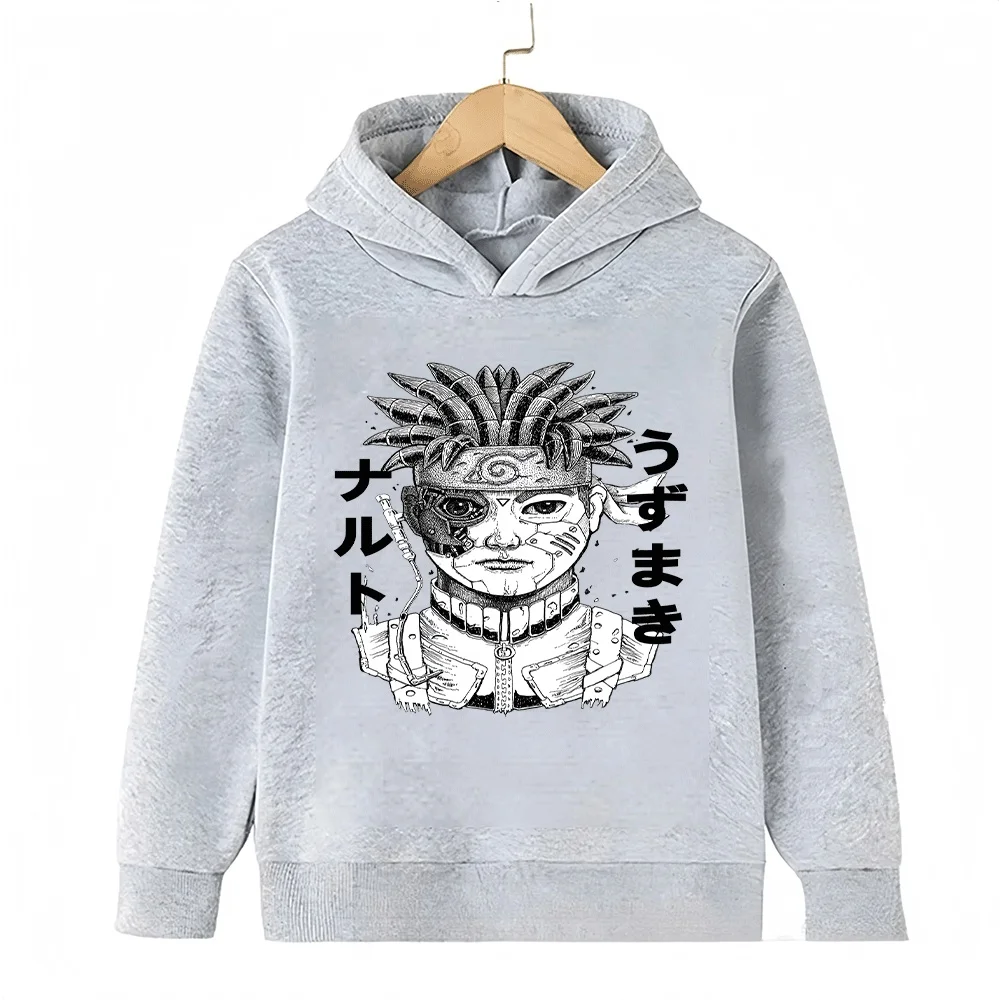 Sudadera con capucha de Naruto para niños, sudadera con estampado de personajes de Anime, jersey para niños y niñas, ropa de calle informal de moda de manga larga, Top para