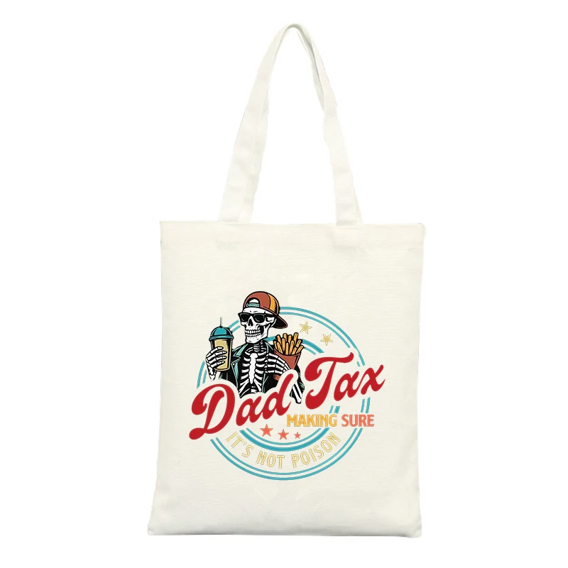 Men's Canvas Tote Bag with Skeleton Graphic and Letter Print, Retro Style for Casual Daily Use
