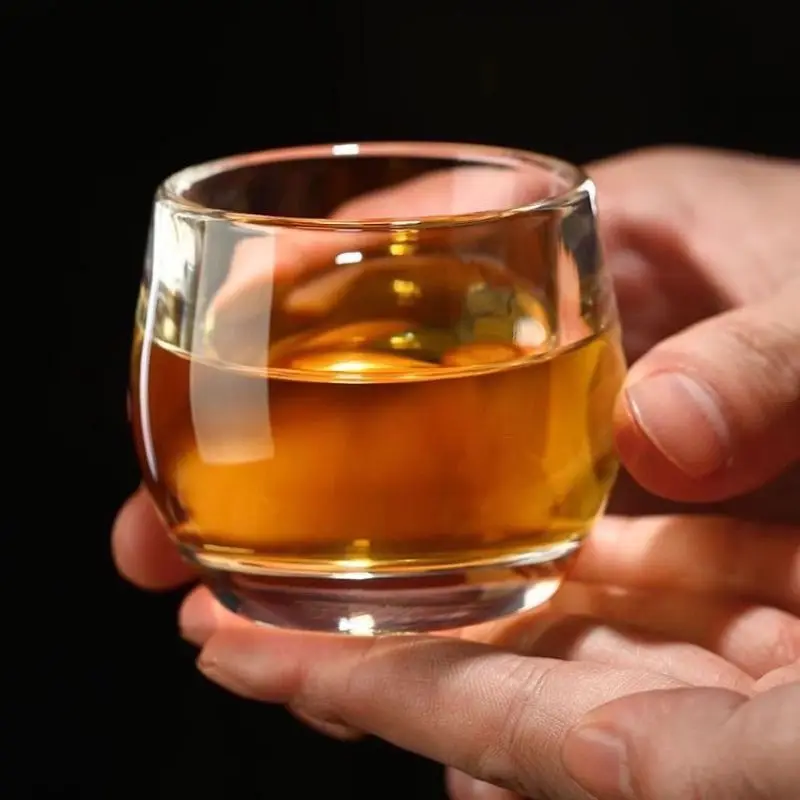 80ml Transparent Glass Tea Cup, Handmade Thickened Crystal Non-scalding Personal Tea Cup, Household Chinese Health Wine Cup