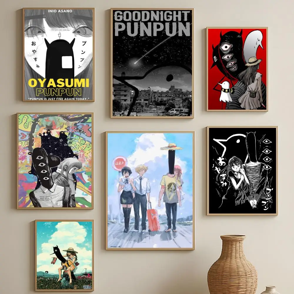 Manga Goodnight Punpun Poster HD, selbstklebende, wasserfeste Wandkunst, einfach anzubringen, Dekoration für mehrere Szenarien