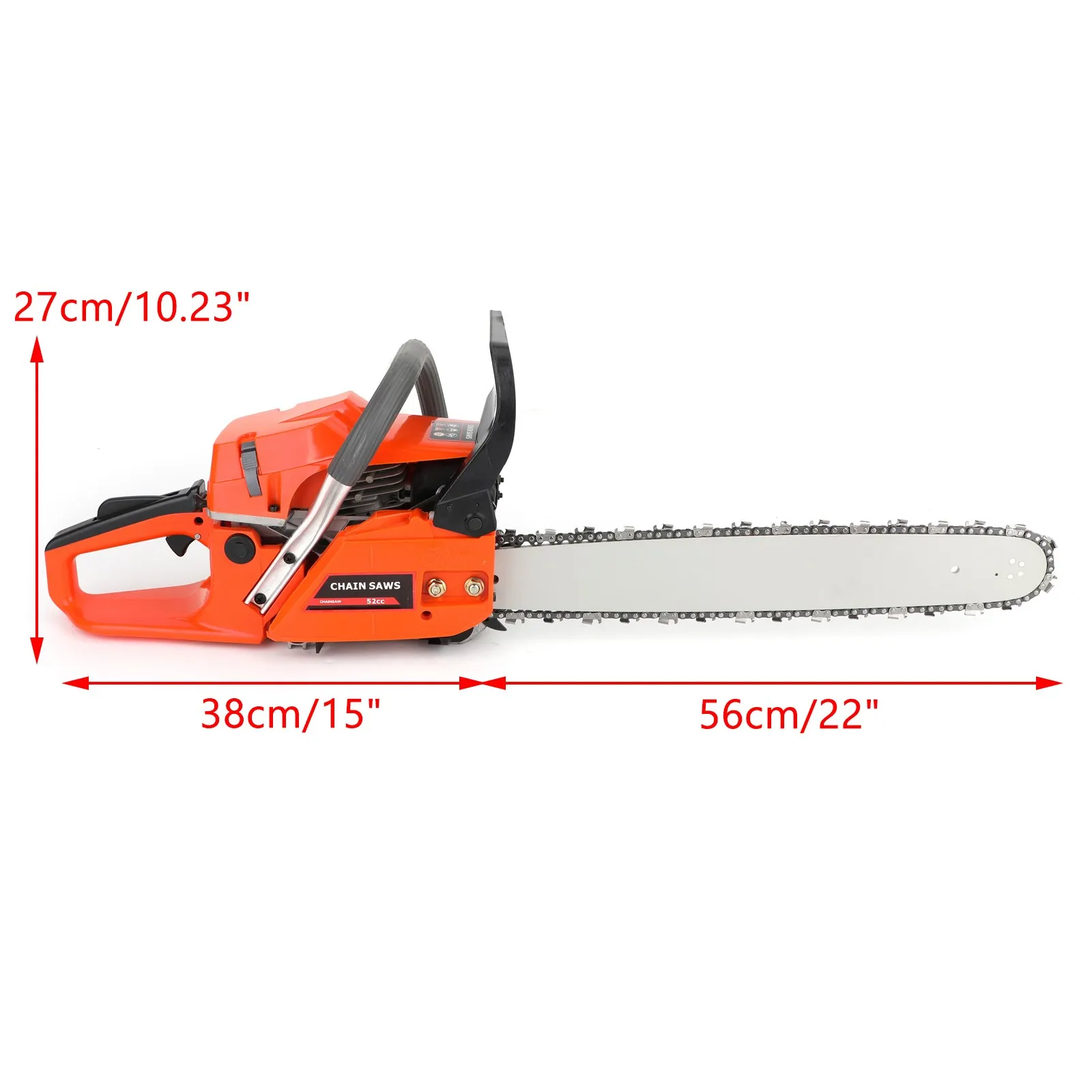 Areyourshop 52cc Chainsaw 22inches Bar Powered Engine 2 Cycle Gasoline Chain Saw Orange