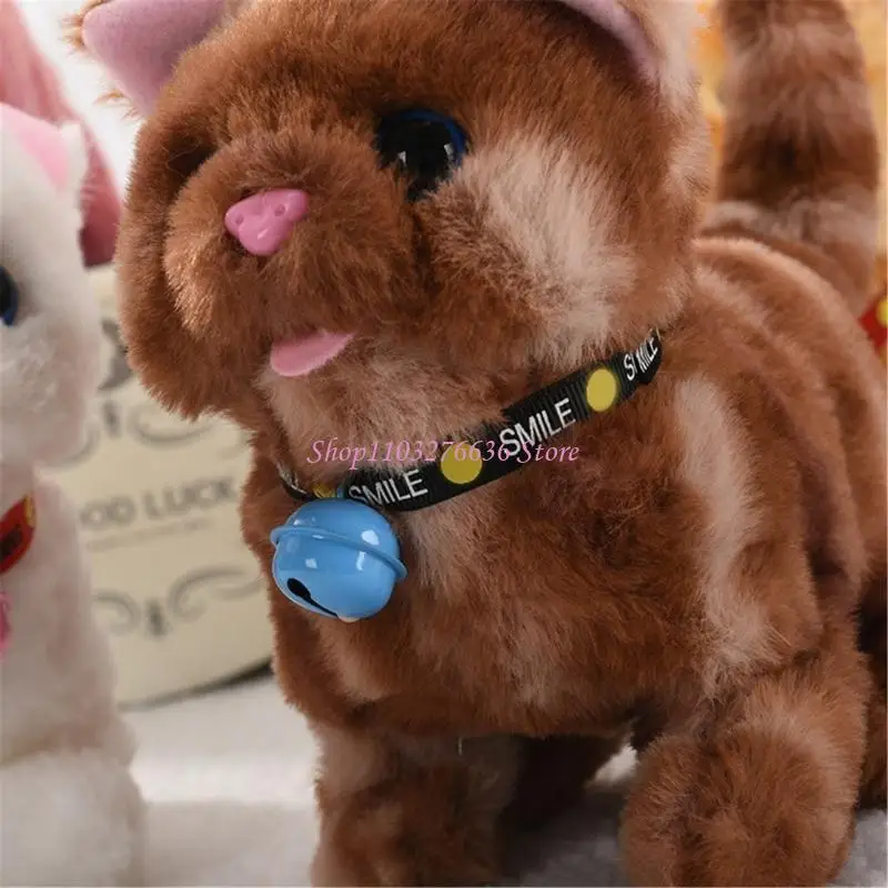 R6FD Stuffed Walking Meowing Toy Educational Gift for Kids and Pet Lovers