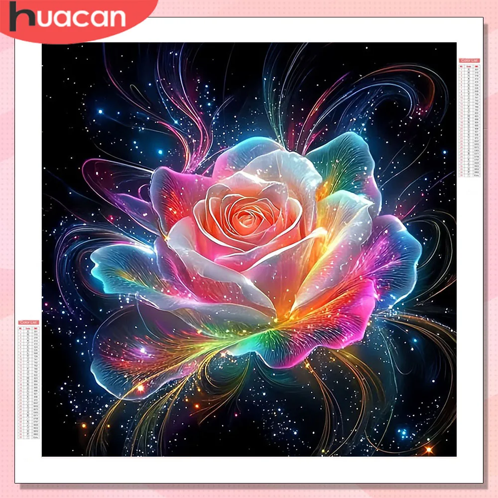 HUACAN Diamant-Gemälde, Rose, Blume, Kunstharz, quadratisch, rund, Bohrer, Mosaik, Blumenmuster, einzigartiges Geschenk, Diamant-Kunst-Sets, handgefertigt