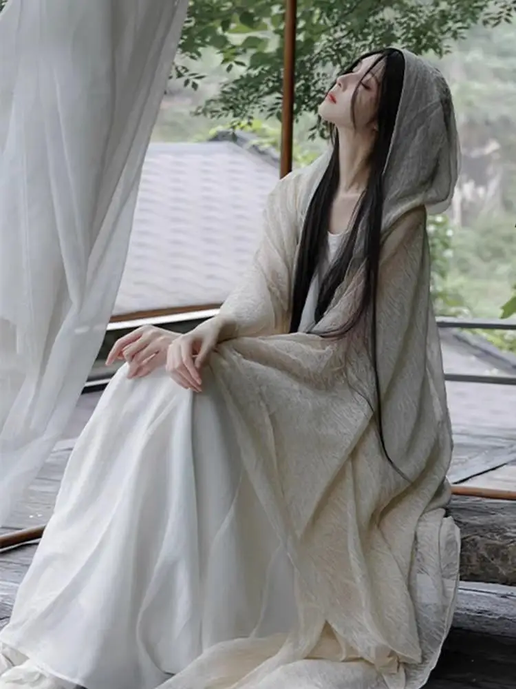 

New Chinese Style Ethereal Strap Dress Improved Hanfu Ancient Buddhist Zen Set Refreshing Feel Clothing Dress Set Polyester F...