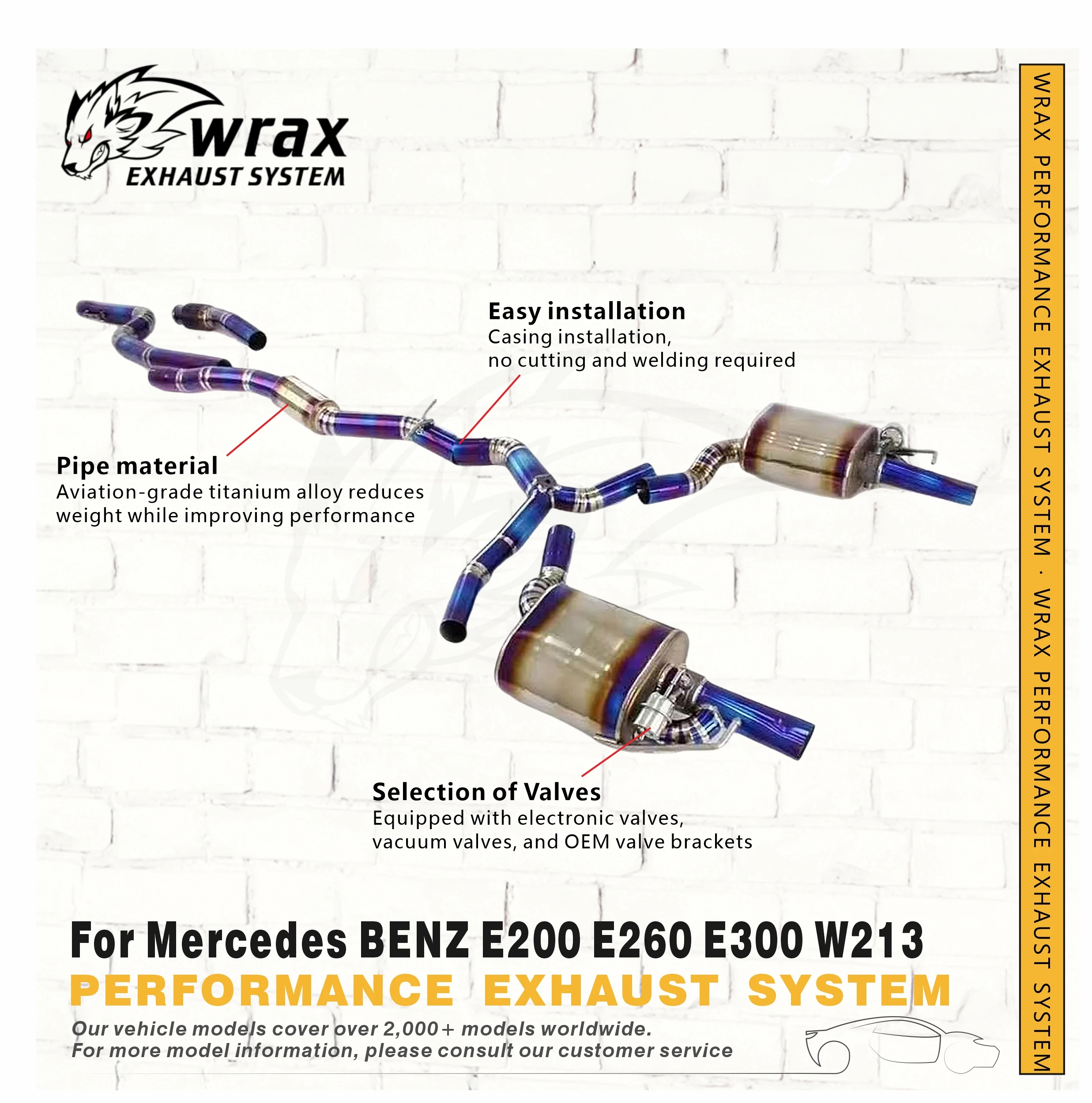 

WRAX Upgrade to a Sports Exhaust System for Mercedes BENZ E200 E260 E300 W213 Titanium Vacuum Valve Catback Switchable Sound